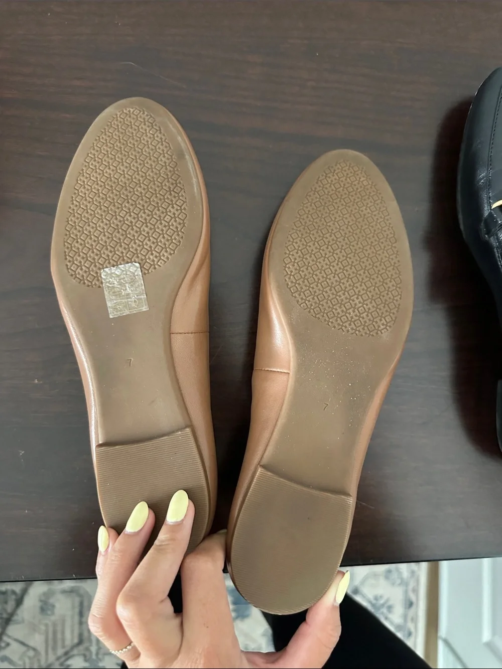 Tory Burch Leather Ballet Flats with Gold Logo in Tan